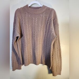 ICE Lambswool Cable Knit Sweater Tan sz‎ L